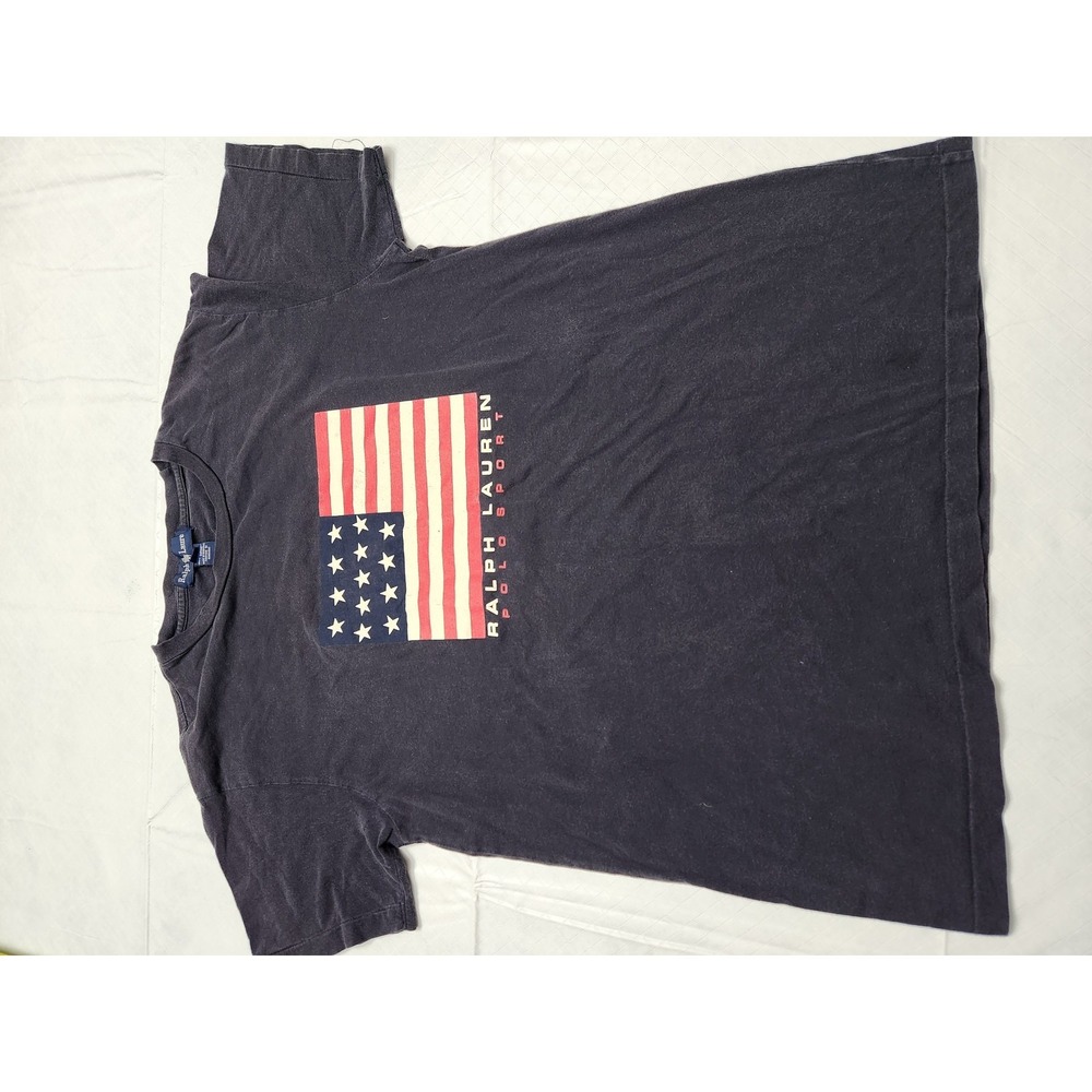 Vintage Ralph Lauren Polo Sport Shirt Mens Large Flag USA Graphic 90s‎